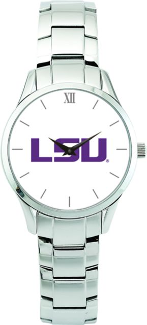LSU Tigers CSI Women's Stainless Steel Wristwatch (Gift Boxed) With Color Medallion
