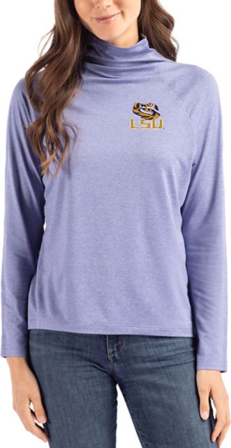 LSU Tigers Cutter & Buck Women's Coastline Epic Comfort Funnel Neck Long Sleeve Shirt