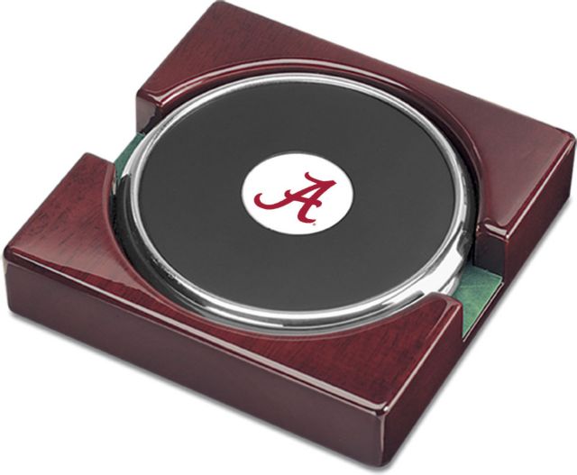 Alabama Crimson Tide CSI Set Of 2 Silver Round Coaster Gift Boxed With Colored Medallion - ONLINE ONLY