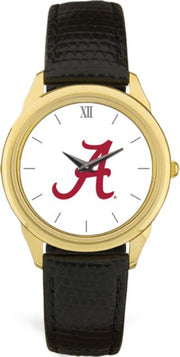 Alabama Crimson Tide CSI Men's Black Leather Wristwatch (Gift Boxed) With Colored Medallion - ONLINE ONLY