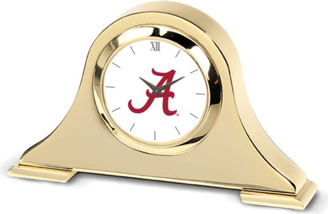 Alabama Crimson Tide CSI Gold Napoleon Desk Clock With Colored Medallion - ONLINE ONLY
