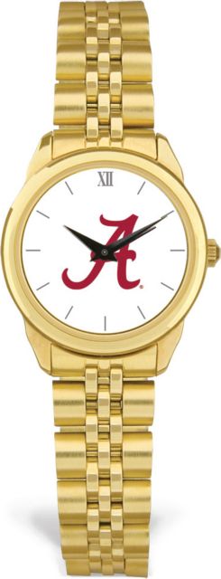 Alabama Crimson Tide CSI Women's Gold Rolled Link Watch (Gift Box) With Colored Medallion - ONLINE ONLY