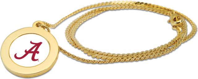 Alabama Crimson Tide CSI Gold Pendant Necklace With Colored Medallion - ONLINE ONLY