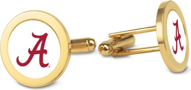 Alabama Crimson Tide CSI Gold Cufflinks (Gift Boxed) With Colored Medallion - ONLINE ONLY