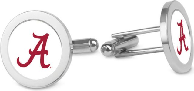Alabama Crimson Tide CSI Silver Cufflinks (Gift Boxed) With Colored Medallion - ONLINE ONLY