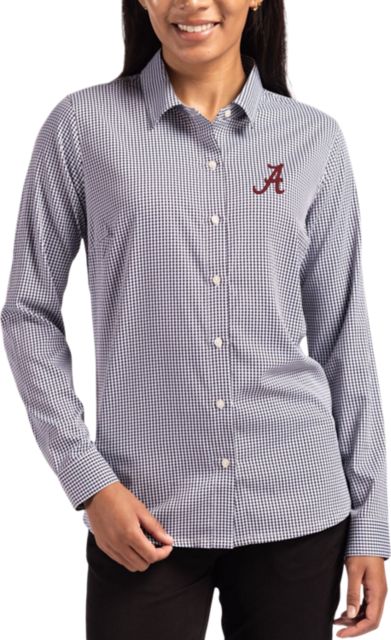 Alabama Crimson Tide Women's Gingham Long Sleeve Dress Shirt