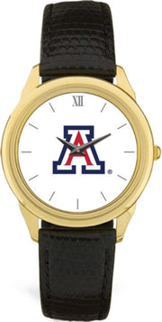 Arizona Wildcats CSI Men's Black Leather Wristwatch (Gift Boxed) With Colored Medallion - ONLINE ONLY