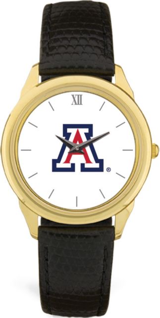 Arizona Wildcats CSI Men's Black Leather Wristwatch (Gift Boxed) With Colored Medallion - ONLINE ONLY