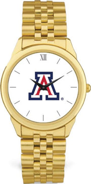 Arizona Wildcats CSI Men's Gold Rolled Link Wristwatch (Gift Box) With Colored Medallion - ONLINE ONLY