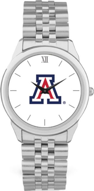 Arizona Wildcats CSI Men's Silver Rolled Link Wristwatch (Gift Box) With Colored Medallion - ONLINE ONLY
