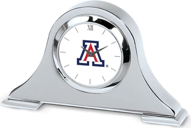 Arizona Wildcats CSI Silver Napoleon Desk Clock With Colored Medallion - ONLINE ONLY
