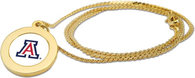 Arizona Wildcats CSI Gold Pendant Necklace With Colored Medallion - ONLINE ONLY