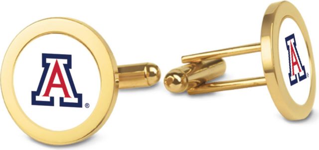 Arizona Wildcats CSI Gold Cufflinks (Gift Boxed) With Colored Medallion - ONLINE ONLY