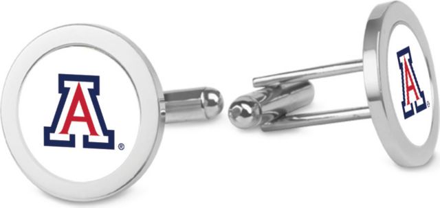 Arizona Wildcats CSI Silver Cufflinks (Gift Boxed) With Colored Medallion - ONLINE ONLY