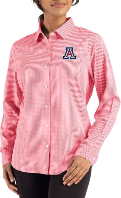Arizona Wildcats Women's Gingham Long Sleeve Dress Shirt