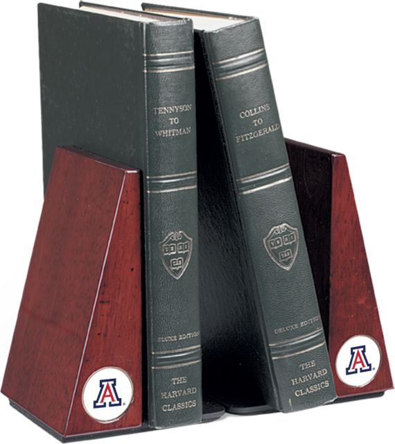 Arizona Wildcats CSI Rosewood Bookends Gift Boxed With Colored Medallion - ONLINE ONLY
