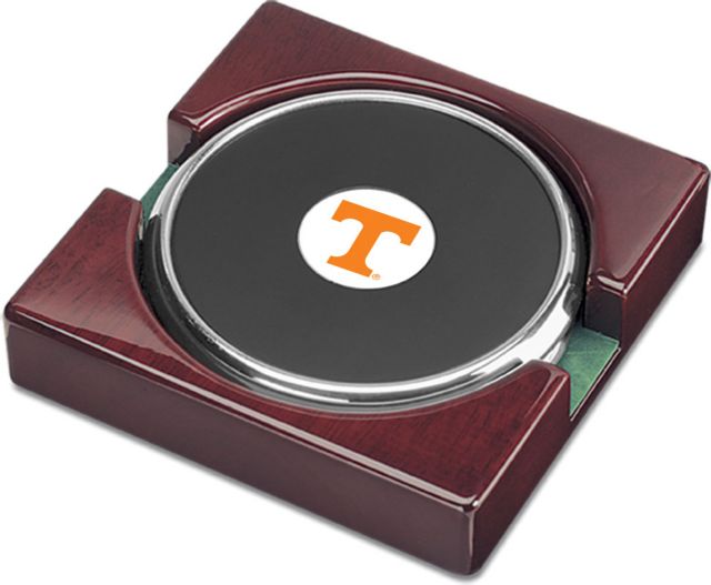 Tennessee Volunteers CSI Set Of 2 Silver Round Coaster Gift Boxed With Colored Medallion - ONLINE ONLY