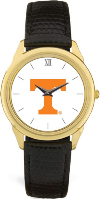 Tennessee Volunteers CSI Men's Black Leather Wristwatch (Gift Boxed) With Colored Medallion - ONLINE ONLY