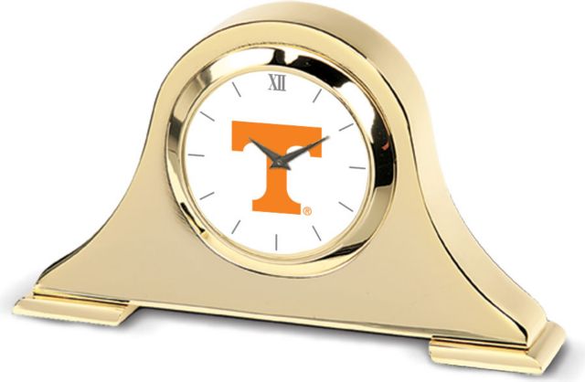 Tennessee Volunteers CSI Gold Napoleon Desk Clock With Colored Medallion - ONLINE ONLY