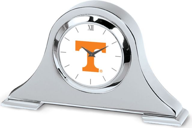Tennessee Volunteers CSI Silver Napoleon Desk Clock With Colored Medallion - ONLINE ONLY