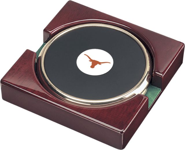 Texas Longhorns CSI Gold Round Coaster Gift Boxed with Colored Medallion - Set of 2 - ONLINE ONLY