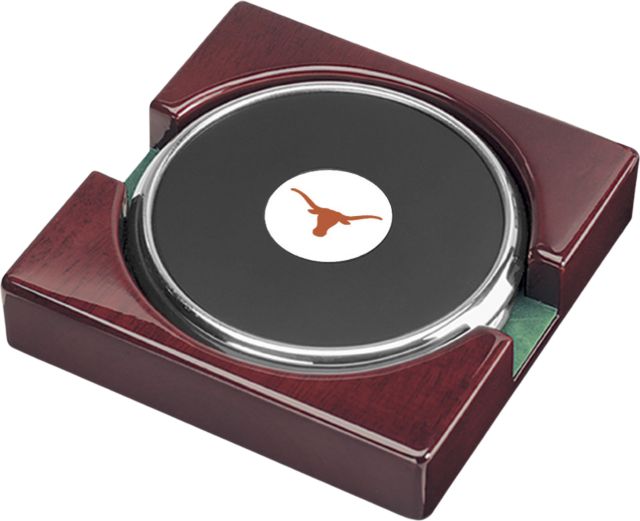 Texas Longhorns CSI Silver Round Coaster Gift Boxed with Colored Medallion - Set of 2 - ONLINE ONLY