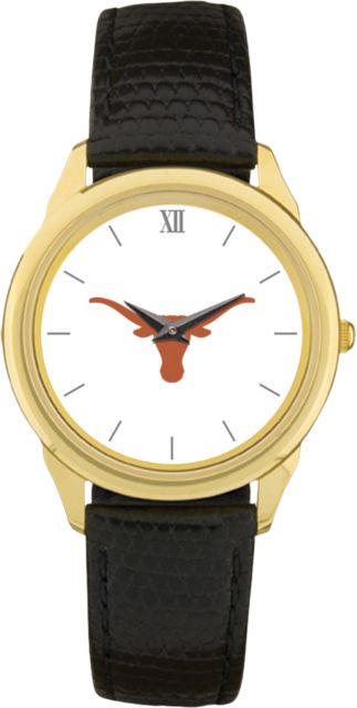 Texas Longhorns CSI Men's Black Leather Wristwatch (Gift Boxed) with Colored Medallion - ONLINE ONLY