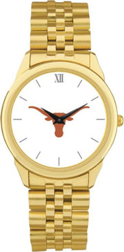 Texas Longhorns CSI Men's Gold Rolled Link Wristwatch (Gift Box) with Colored Medallion - ONLINE ONLY