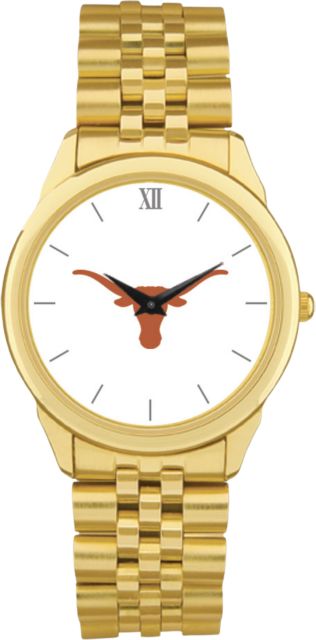 Texas Longhorns CSI Men's Gold Rolled Link Wristwatch (Gift Box) with Colored Medallion - ONLINE ONLY