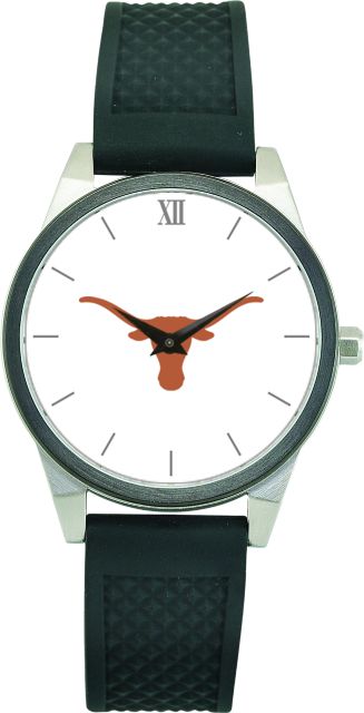Texas Longhorns CSI Women's Wristwatch (Gift Boxed) With Black Silicone Strap And Color Medallion