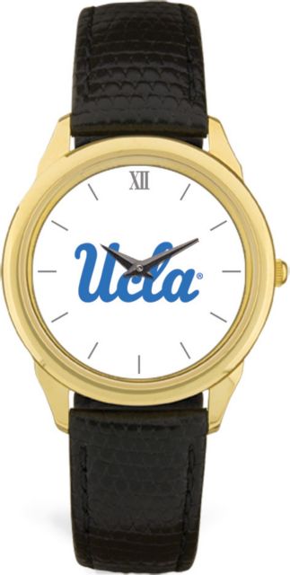 UCLA Bruins CSI Men's Black Leather Wristwatch (Gift Boxed) With Colored Medallion - ONLINE ONLY