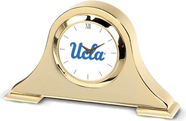 UCLA Bruins CSI Gold Napoleon Desk Clock With Colored Medallion - ONLINE ONLY