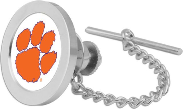 Clemson Tigers CSI Silver Tie Tack/Lapel Pin Gift Boxed With Colored Medallion - ONLINE ONLY