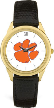 Clemson Tigers CSI Men's Black Leather Wristwatch (Gift Boxed) With Colored Medallion - ONLINE ONLY