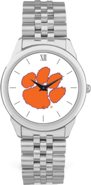 Clemson Tigers CSI Men's Silver Rolled Link Wristwatch (Gift Box) With Colored Medallion - ONLINE ONLY