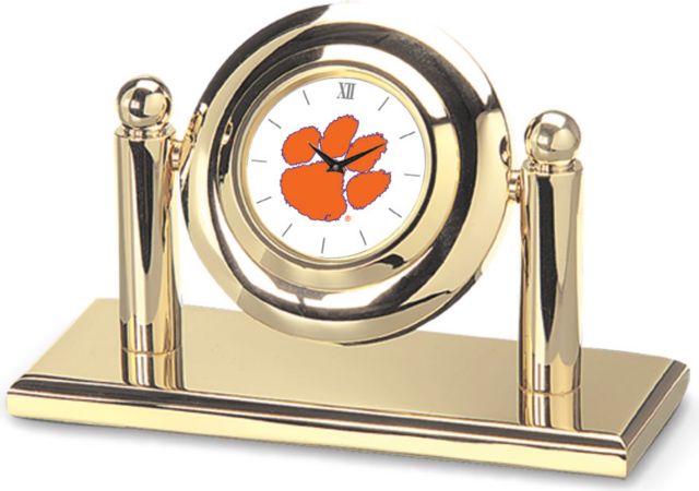 Clemson Tigers CSI Arcade Desk Clock With Colored Medallion - ONLINE ONLY
