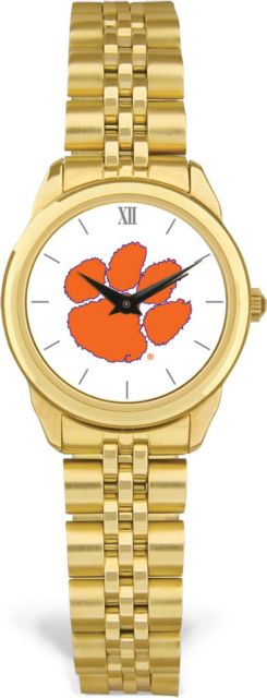 Clemson Tigers CSI Women's Gold Rolled Link Watch (Gift Box) With Colored Medallion - ONLINE ONLY