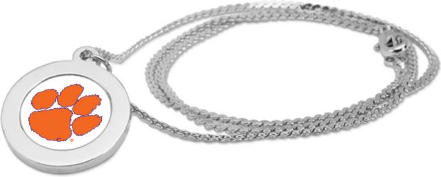 Clemson Tigers CSI Silver Pendant Necklace With Colored Medallion - ONLINE ONLY