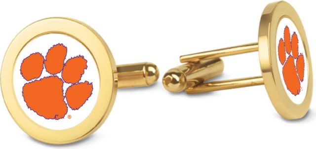 Clemson Tigers CSI Gold Cufflinks (Gift Boxed) With Colored Medallion - ONLINE ONLY