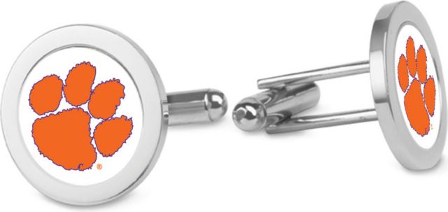 Clemson Tigers CSI Silver Cufflinks (Gift Boxed) With Colored Medallion - ONLINE ONLY