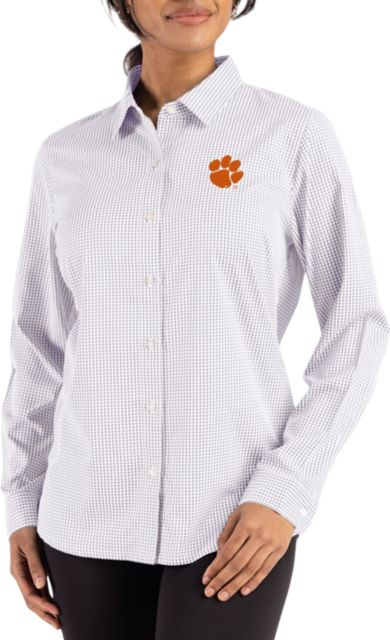 Clemson Tigers Women's Gingham Long Sleeve Dress Shirt