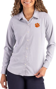 Clemson Tigers Women's Pinstripe Long Sleeve Dress Shirt