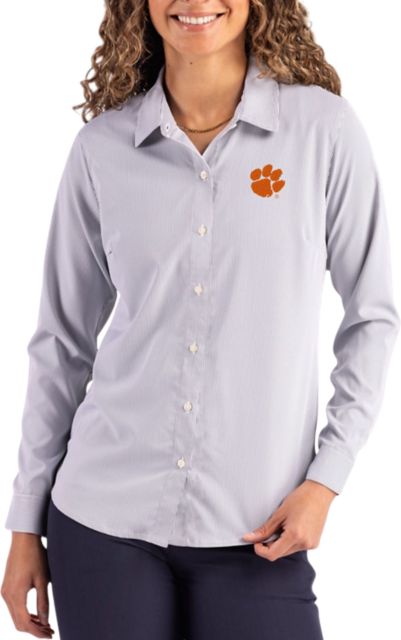 Clemson Tigers Women's Pinstripe Long Sleeve Dress Shirt