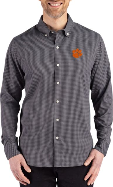 Clemson Tigers Gingham Long Sleeve Dress Shirt
