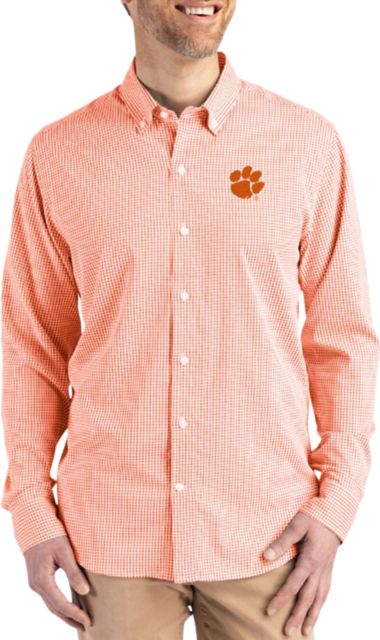 Clemson Tigers Gingham Long Sleeve Dress Shirt