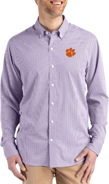 Clemson Tigers Gingham Long Sleeve Dress Shirt