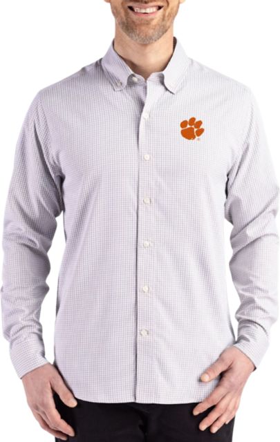 Clemson Tigers Gingham Long Sleeve Dress Shirt