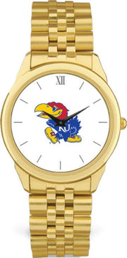 Kansas Wildcats CSI Men's Gold Rolled Link Wristwatch (Gift Box) With Colored Medallion - ONLINE ONLY