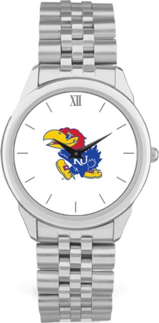 Kansas Wildcats CSI Men's Silver Rolled Link Wristwatch (Gift Box) With Colored Medallion - ONLINE ONLY