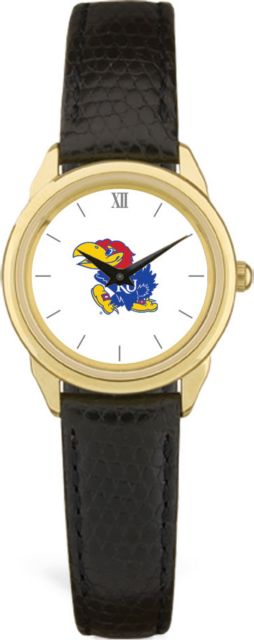 Kansas Wildcats CSI Women's Black Leather Watch(Gift Boxed) With Colored Medallion - ONLINE ONLY